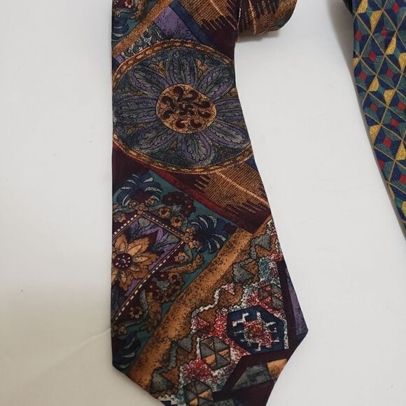 Structure Men's Ties Multicolor 100% Silk Bundle Of 2 - Picture 4 of 11